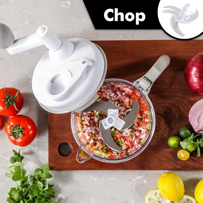 Geedel Large Food Chopper Vegetable Chopper, Manual Food Processor, 3 Cups | 3-in-1: Chop, Blend & Whisk, No BPA, Effortless Handle, Sharp Blade for Vegetable, Fruit, Meat, Nut, Ice, Salad, Salsa, etc
