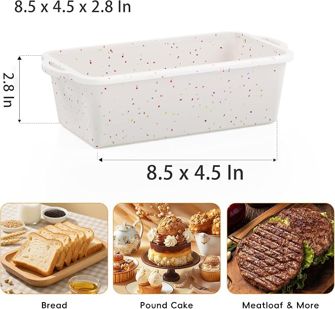 Vinino Standard Nonstick Silicone Loaf Pan 8.5 x 4.5'' for Everyday Use | Cream Loaf Pan Fits Compact Kitchens, Perfect for Starter Bakeware, Fudgy Brownies & Everyday Homemade Bread Baking