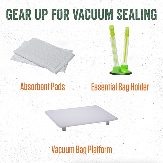 LEM Products MaxVac Quart Vacuum Sealer Bags, 8" x 12", 44 Count | Puncture Resistant, Compatible with Major Vacuum Sealer Brands, Helps Prevent Freezer Burn and Preserves Freshness and Flavor