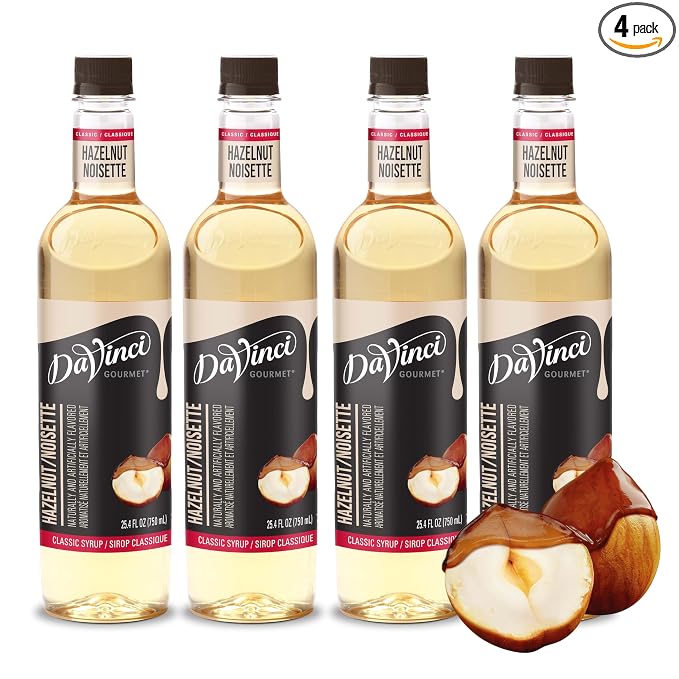 DaVinci Gourmet Classic Original Hazelnut Syrup, 25.4 Fluid Ounces (Pack of 4)