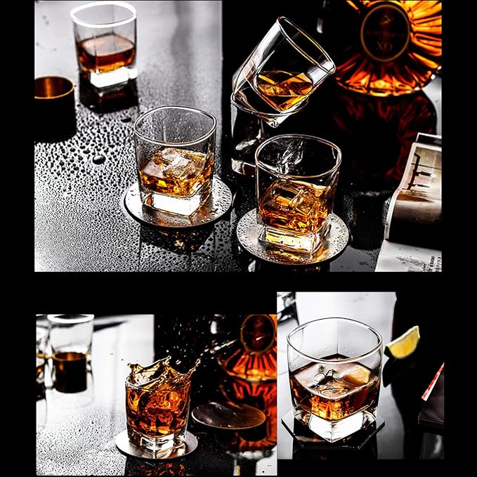 QAPPDA Heavy Base Whiskey Glasses, 8 oz Set of 12, Premium Quality Glass, Classic Design, Ideal for Whiskey, Vodka, Tequila, Cocktails, Great Gift Set | Elegant Old Fashioned Drinking Glasses Set for Whiskey, Juice, Cocktails, Beer and More - Dishwashe...