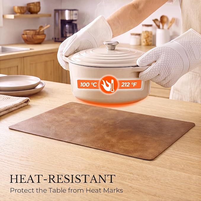 MOSAYT Vinyl Placemats Set of 4-12 X 17 Inch - Faux Leather 100% Waterproof Oil-Proof Wipeable PU Place Mats, Heat Resistant Reversible Table Mats for Kitchen, Dining, Outdoor, Multicolor
