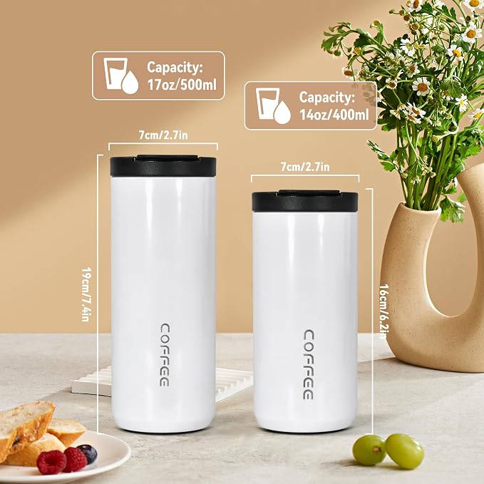 Insulated Coffee Mug 14oz,Travel Coffee Tumbler,Vacuum Insulated Coffee Mug with Leak Proof Screw Lid Coffee Cup for Men and Women for Hot & Cold Drinks