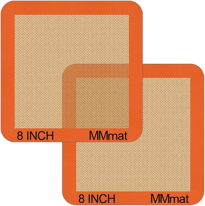 Best German Silicone Baking Mats - 8 inch | Set of 2 Square Non-Stick Reusable Air Fryer Linner, Non Slip, BPA Free, PFOA Free, Non-toxic, Dishwasher Safe