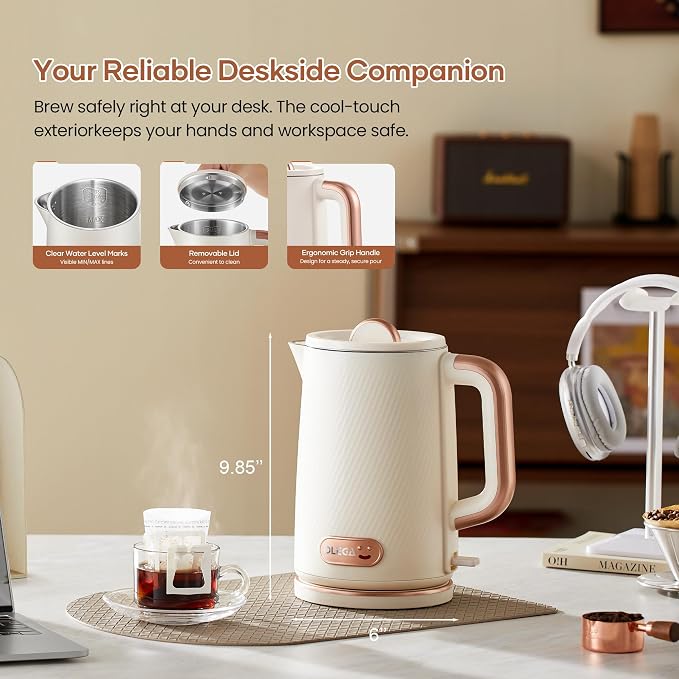 OLEGA Electric Kettle: 1200W Fast Boil Tea Kettles with Tea Infuser 1.5L | Stainless Steel Kettle; Electric Water Kettle with Strainer; Plastic Free Teapot; Auto Shut-Off Water Boiler