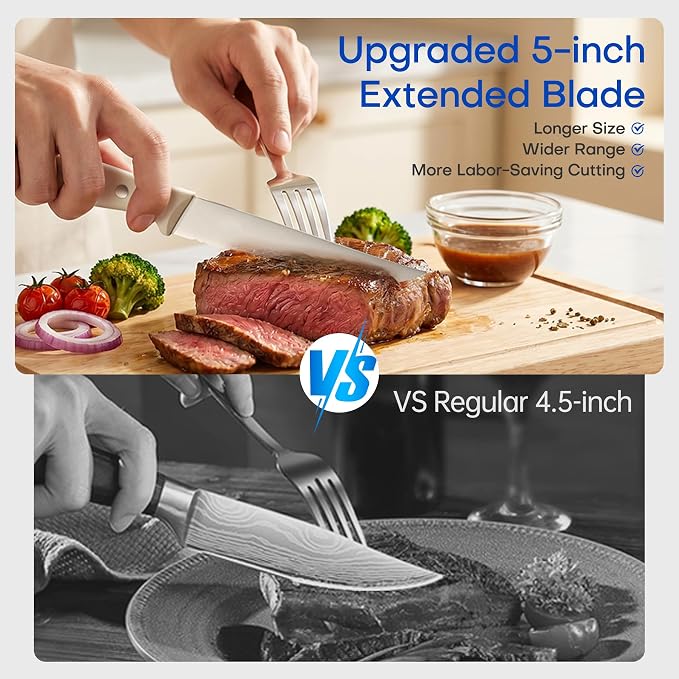 KUISINE Chef Knife Set, High Carbon Stainless Steel Ultra Sharp Blade Ergonomic Handle, Kitchen Knife Block Set with Built-in Sharpener, Elegant Gift for Holiday(15 PCS Pro White)