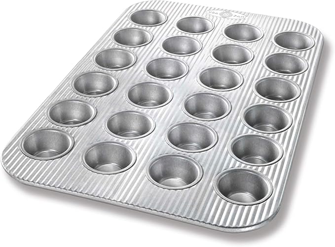 USA Pan Bakeware Mini Cupcake and Muffin Pan, Nonstick Quick Release Coating, 24-Well, Aluminized Steel | Mini Muffin Pan