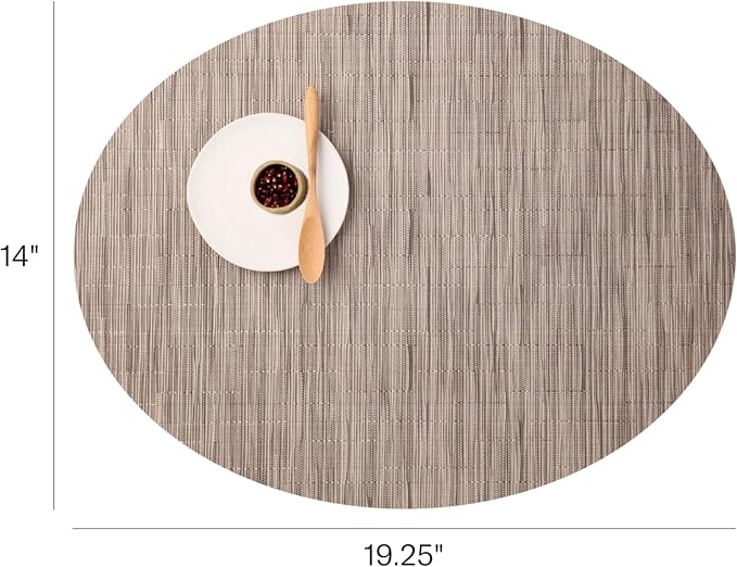 Chilewich Bamboo Placemats Set of 4, Woven Oval Placemats | Reusable, Stain-Resistant, Indoor/Outdoor Tabletop Protection, 19" x 14", Dune