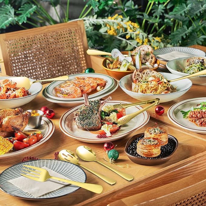 10 PCS 18/8 Gold Stainless Steel Serving Utensils Set