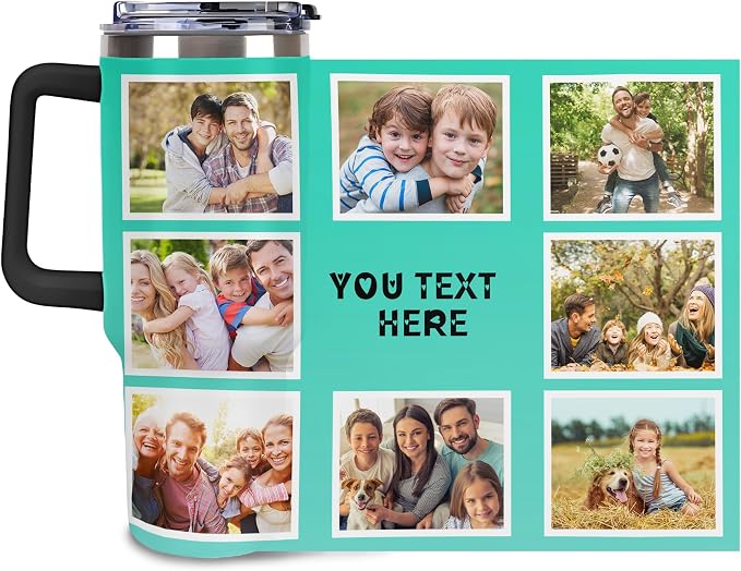 Personalized Tumbler Custom Vacuum Insulated Travel Mug Customizable Coffee Cup with Your Photos and Text Christmas Birthday Gift (40oz Design 2)