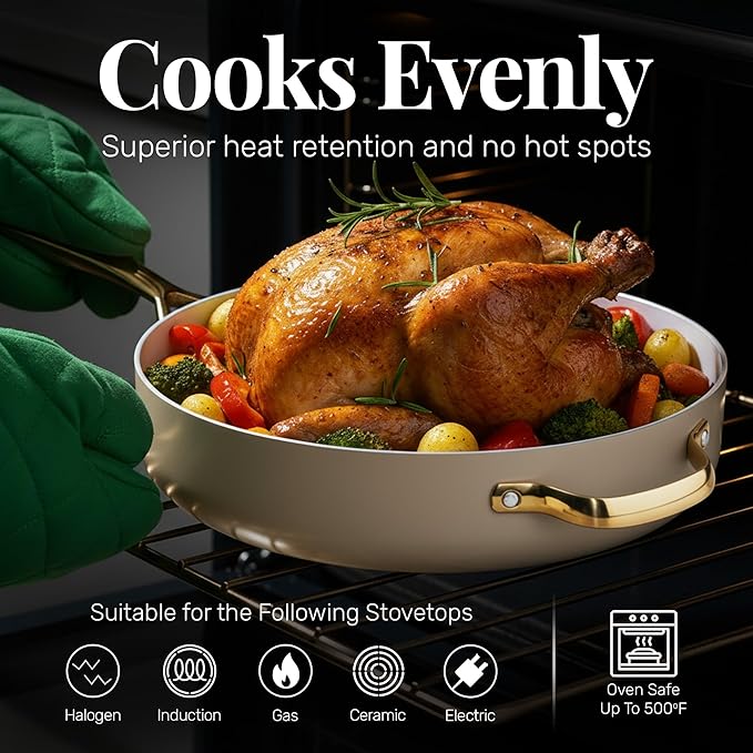 GOTHAM STEEL 4Qt Saute Pan with Lid, 12 Inch Deep Frying Pan with Lid, Large Nonstick Skillet with Lids for Cooking, Oven Safe Skillet, Family Sized Frying Pans Non stick, Dishwasher Safe