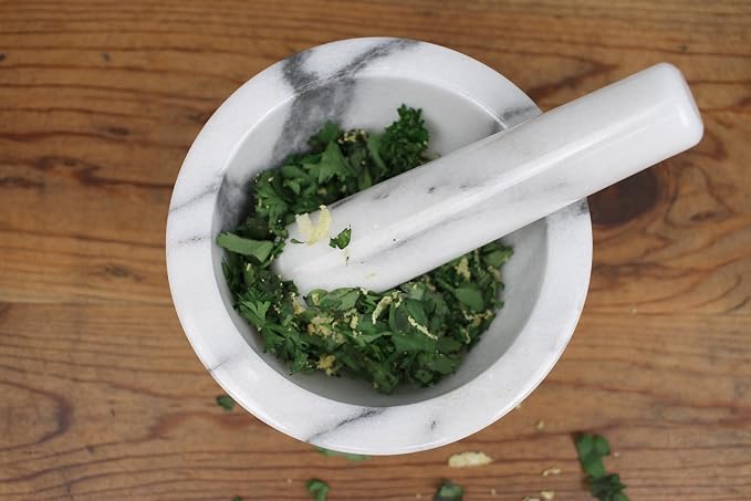 RSVP White Marble Mortar and Pestle