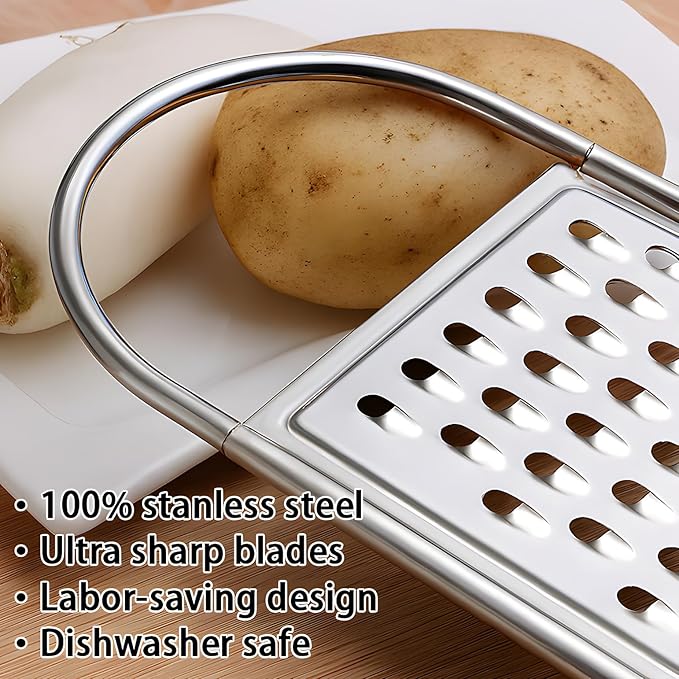 2PCS Flat Handheld Graters, Fine & Coarse, for Cheese, Potato, Vegetable | Stainless Steel
