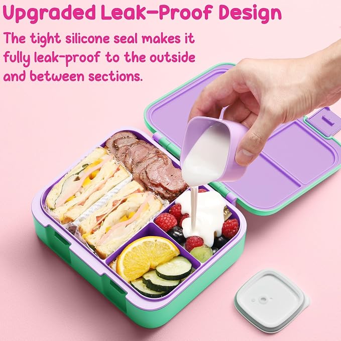 Fimibuke Bento Lunch Box for Kids - Toddler Girls Snack Bento Box Container | with 3 Compartments, 14oz Stainless Steel Water Bottle, Insulated Lunch Bag, Ice Pack Set for Ages 3-12 Daycare, Fairies
