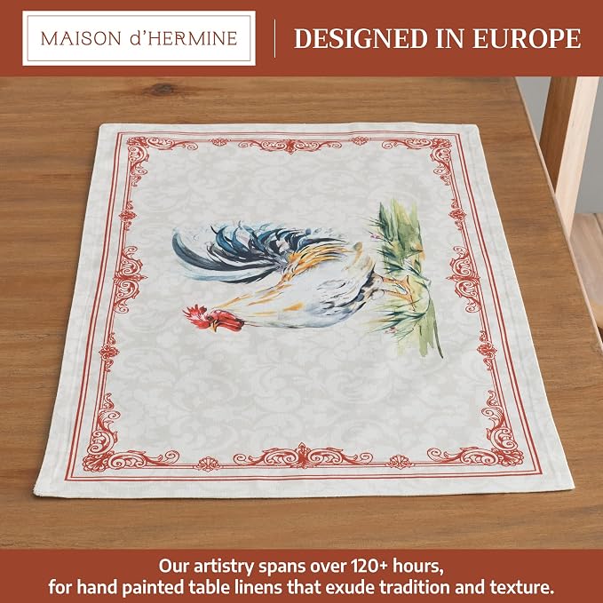 Maison d' Hermine Placemats Set of 4 Reusable 100% Cotton (13"x19") | Cloth Place Mats Washable Table Mats for Kitchen Dining Party Wedding Hotel Home Restaurant Spring Summer - Campagne