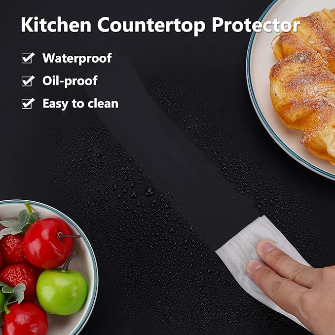 Extra Large Silicone Mats for Countertop, 28" by 20" Multipurpose Mat, Counter Table Protector, Desk Saver Pad, Placemat Nonstick Nonskid Heat-Resistant Pad, Black