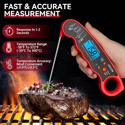 QPEUIM Meat Thermometer Grillers Instant Read Meat Thermometer Food Thermometer for Grill and Cooking with Backlight & Calibration, Perfect for Grill, Smoker, Turkey, Candy Making