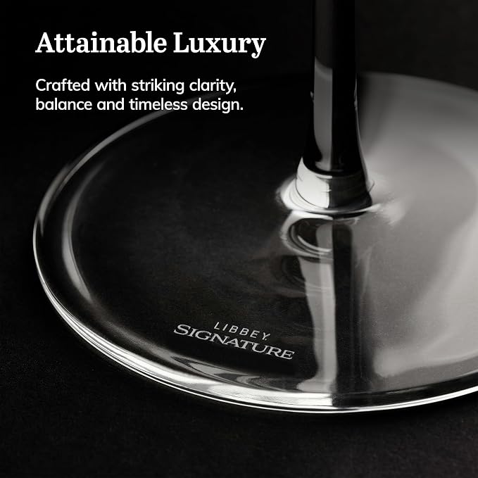 Libbey Signature Greenwich Red Wine Glasses Set of 4, 24 Oz Wine Glass Gift Set with Pulled Stem, Stemware Glasses for Cocktails, and More