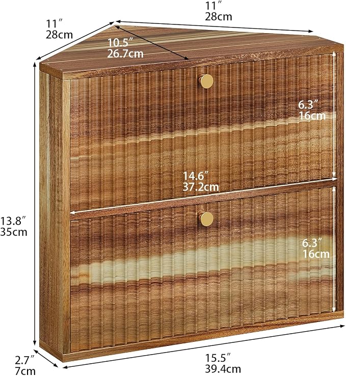 Trironsun Acacia Corner Bread Box for Kitchen Countertop Wood Two Layer Large Capacity Bread Storage Bin Vintage Storage for Homemade Bread (Acacia Wood)