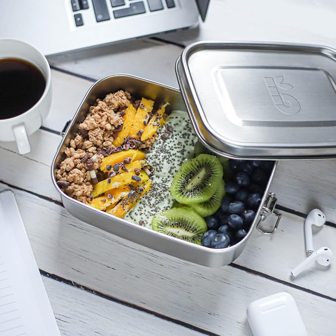 Bambaw Stainless Steel Lunch Box for Adults 47 oz, Metal Bento Box with Adjustable Compartment, Metal Lunch Container, Leakproof Stainless Steel Sandwich Container