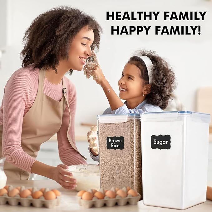 2 PC [7 Qt / 6.5L / 220 Oz] Large Food Storage Containers with Lids Airtight - BPA Free Clear Plastic Kitchen and Pantry Storage Containers for Cereal, Flour, Sugar, Rice