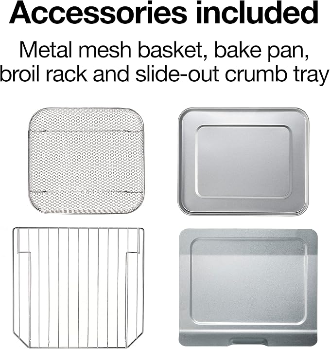 Proctor Silex 6 Slice Countertop Air Fryer Toaster Oven Combo | Air Fry, Bake, Broil, Toast | 150-450⁰F Adjustable Temp | 30 Minute Timer | Automatic Shutoff | Black and Silver | 31267J