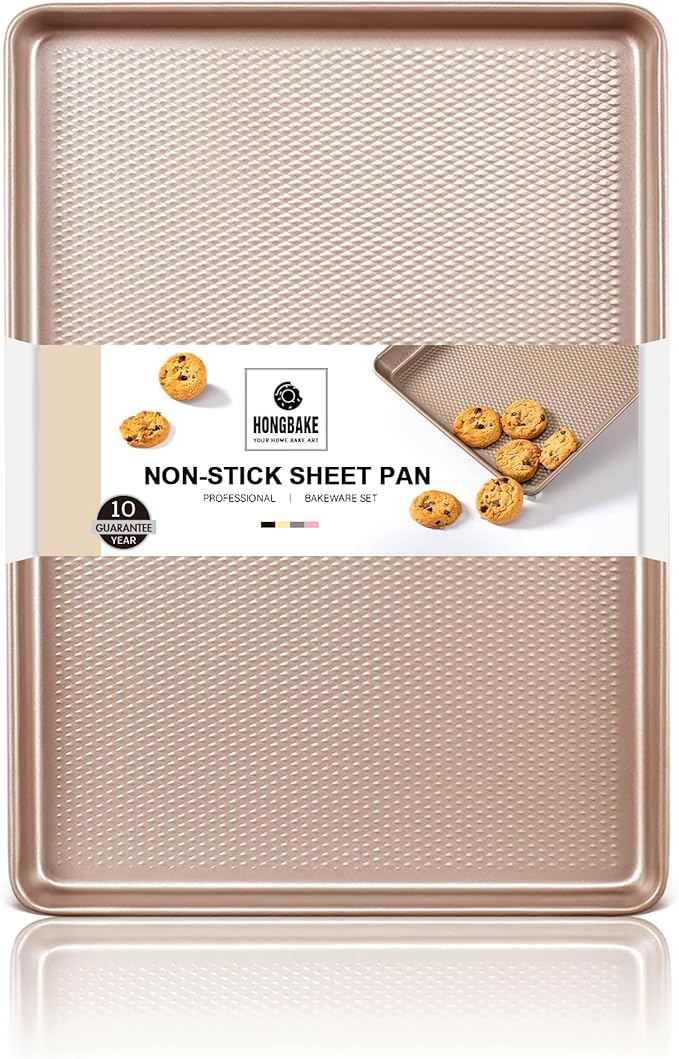 Jelly Roll Pan 15x10, Nonstick Cookie Sheets for Baking | Diamond Texture Surface, 57% Thicker Carbon Steel, Even Heat Distribution