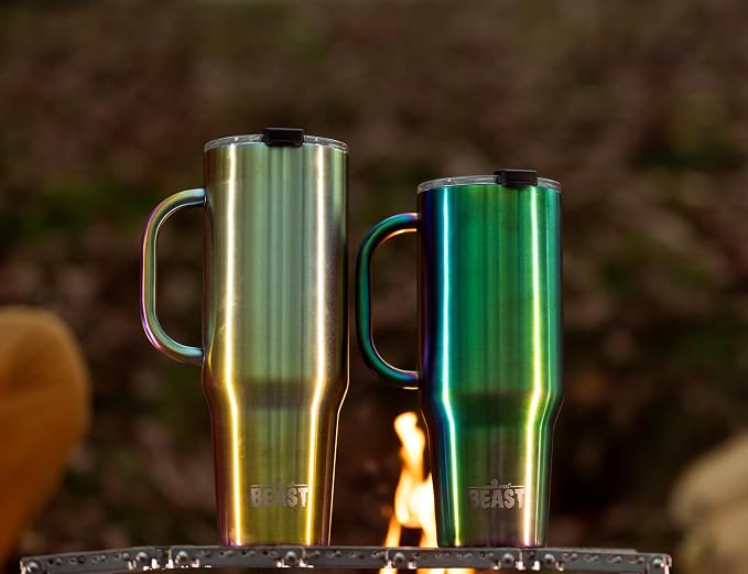 Beast 42 oz Tumbler with Handle Stainless Steel Vacuum Insulated Coffee Ice Cup Double Wall Travel Flask (Rainbow)