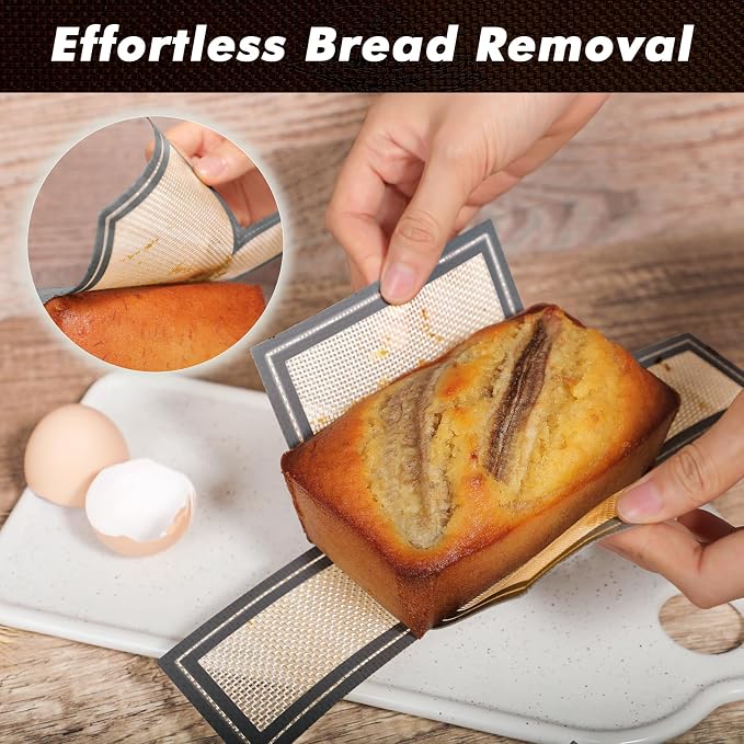 Webake Non-Stick Silicone Loaf Pan Liner for 6x3 Small Banana Bread Pan, 4 Pack Reusable Bread Loaf Pan Liners, Dishwasher Safe
