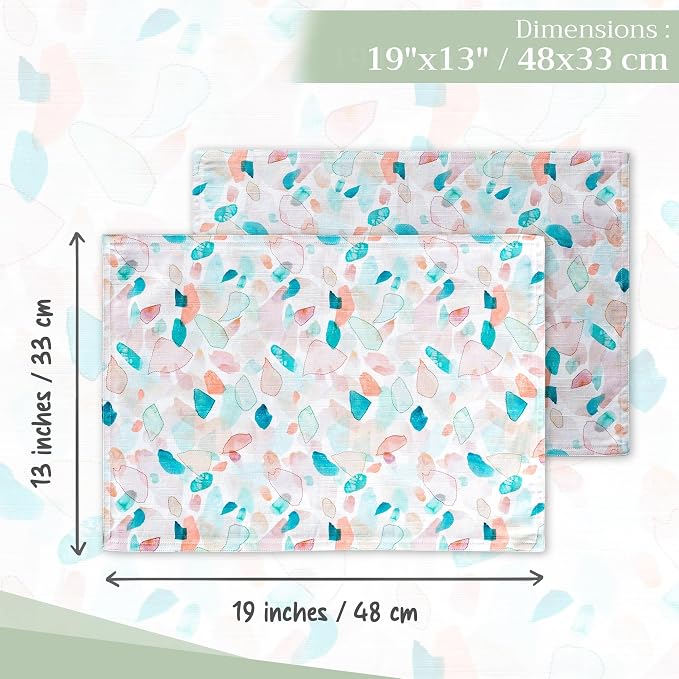 Maison d' Hermine Placemats Set of 4 Reusable 100% Cotton (13"x19") | Cloth Place Mats Washable Table Mats for Kitchen Dining Party Wedding Hotel Home Restaurant Spring Summer - Summer Picnic