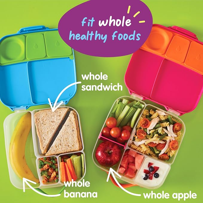 b.box Lunch Box, 8.5 Cup Bento Box for All Ages, Snack Box, Food Containers | Lunch Box Kids + Adults, Lunch Containers, 4 Compartments, Leak Proof, Dishwasher Safe, BPA Free, PFAS Free — Lemon Twist