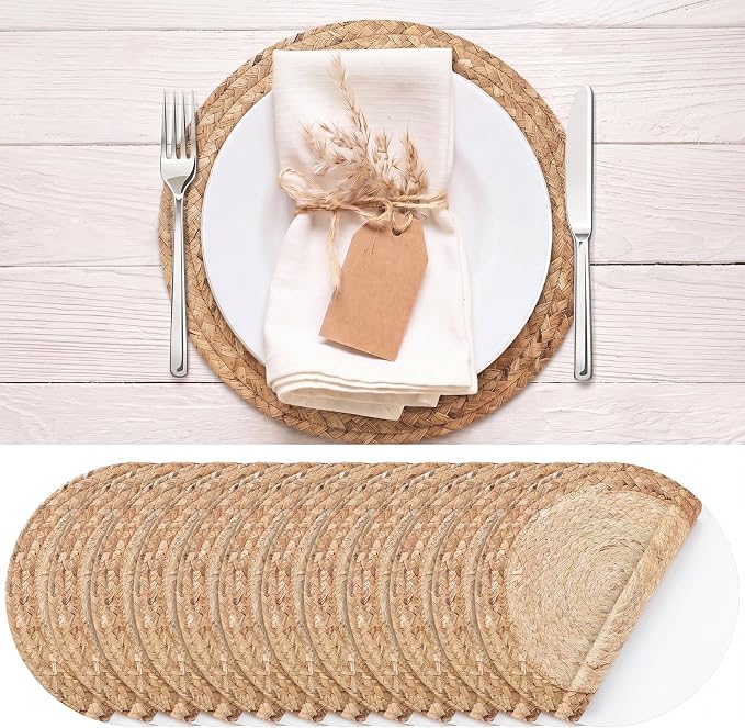 Sinmoe 100 Pcs Disposable Paper Placemats Bulk,Natural,Straw | Paper Charger Place Mat Party Charger Plates Table Place Mats for Dinner Wedding Birthday Baby Shower Spring Dining Tableware