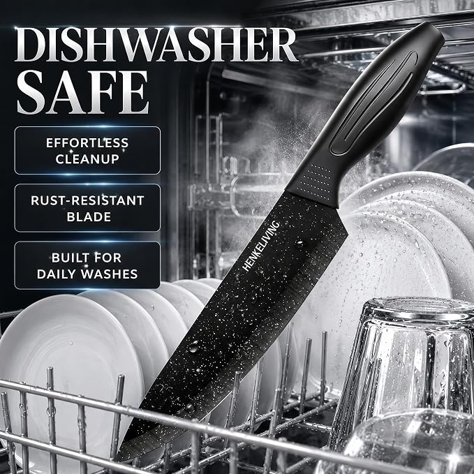 Knife Set with Built-in Sharpener Block, Dishwasher Safe | 14-Piece, High-carbon stainless steel blades, Ultra-sharp edges, Ergonomic non-slip handles, Great gift