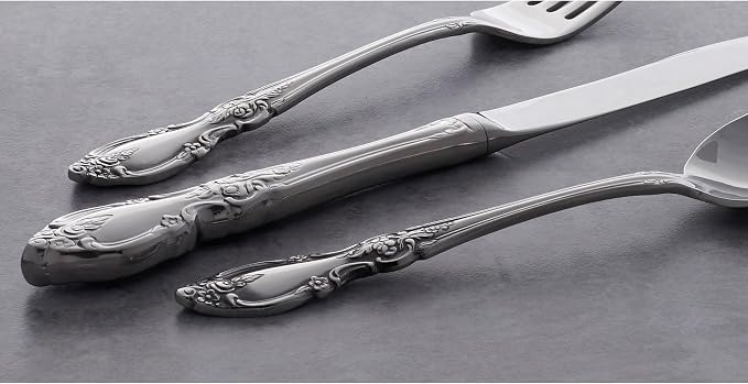 Oneida Louisiana 45-Piece 18/8 Silverware Set for 8, Flatware | mirror finish, dishwasher safe | includes serving spoons and utensil set | cutlery set, wedding silverware