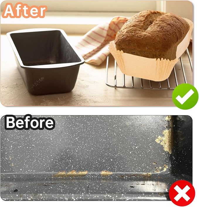 100 Pcs Loaf Pan Liners for Baking Bread 9x5 Inch, Non-Stick Pre Formed Parchment Paper for Bread Pan, Ideal Disposable Loaf Breads Liners for Baking Toast, Cakes, Banana Breads, Brown