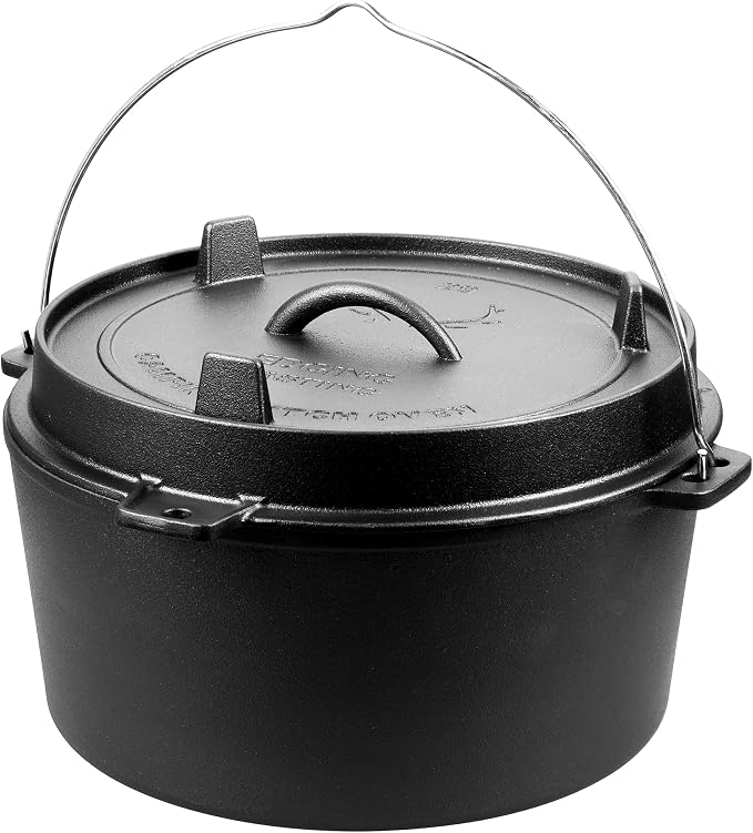 EDGING CASTING Pre-Seasoned Cast Iron Camping Dutch Ovens, Outdoor Camping Dutch Oven Pot with Lid Tripod, 8 Quart
