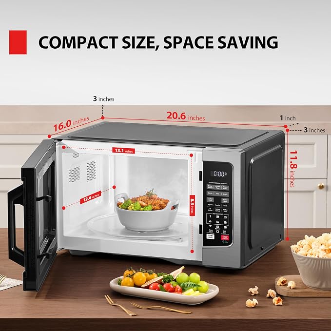 TOSHIBA Countertop Microwave Oven, 1.2 Cu.Ft, 1000W, Stainless Steel | Smart Humidity Sensor, 12 Auto Menus, Mute Function, ECO Mode, Easy Clean Interior