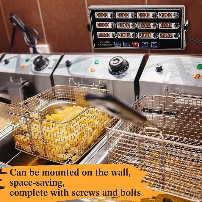 Relaxweex 1 Pack 12 Channel Kitchen Timers for Cooking, Commercial Digital Kitchen Timer with Loud Alarm, Large LCD Display, Restaurant Fryer, Chef, Baking Supplies