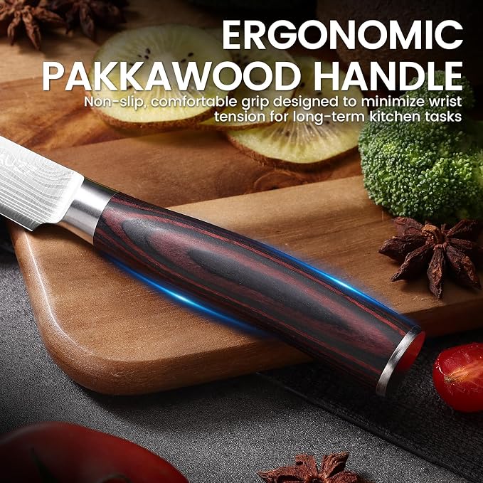 DiiHAUZZ Paring Knife, 3.5 Inch Fruit Knife, High Carbon Stainless Steel | Ultra Sharp 12-15° Blade, Ergonomic Pakkawood Handle No Cracking, Peeling Fruits Cutting Slicing Vegetable, Gift Box & Sheath