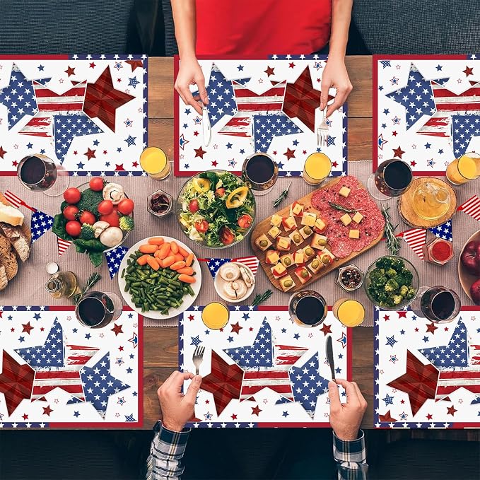 50 PCS Disposable Paper Placemats,11x16 inch 4th of July Place mats | Patriotic Freedom Stars Table Mats, Memorial Day Mat, Holiday Party Table Decorations