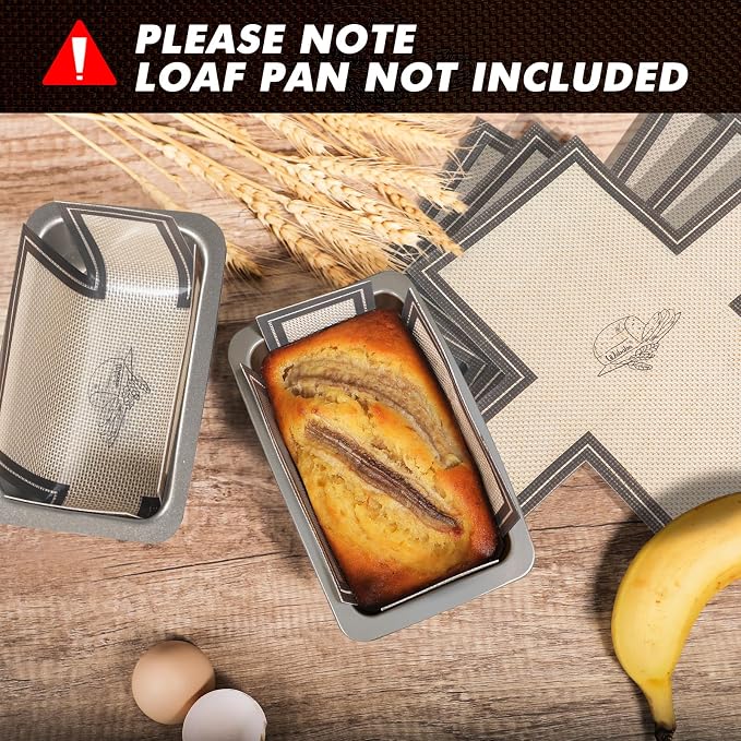 Webake Non-Stick Silicone Loaf Pan Liner for 6x3 Small Banana Bread Pan, 4 Pack Reusable Bread Loaf Pan Liners, Dishwasher Safe
