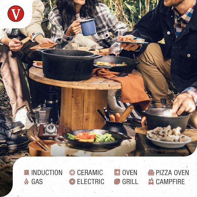 Victoria 6-Quart Cast Iron Oval Dutch Oven, Combination Combo Cooker Pot and Skillet, Bread Baker, Made in Colombia, 2-Piece Set | Combination Combo Cooker Pot and Skillet Lid, Bread Baker, Made in Colombia