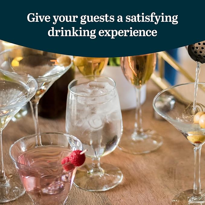 Libbey Entertaining Essentials Stemmed Water Glasses, Clear Multi-Purpose Water Goblet Set of 6, Dishwasher Safe 16 oz Goblet Glasses for Parties
