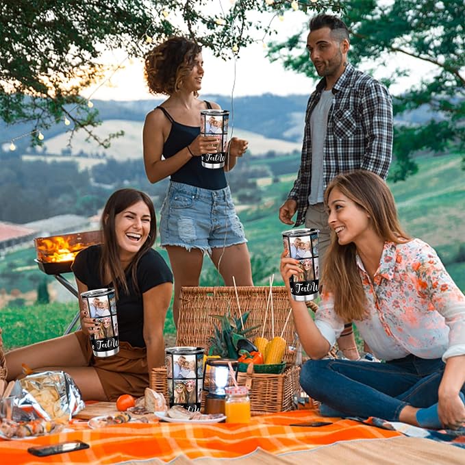 Personalized Tumbler Custom Vacuum Insulated Travel Mug Customizable Coffee Cup with Your Photos and Text Christmas Birthday Gift (10 Photos+Text)