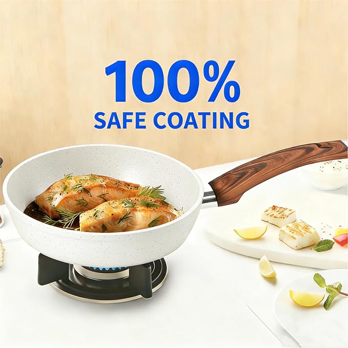 Simple Deluxe 17Pcs Ceramic Cookware Set, Nonstick & Non-Toxic Healthy Pots and Pans, Heat-Resistant Handles, Induction Cookware Sets with Frying Pans, Beige