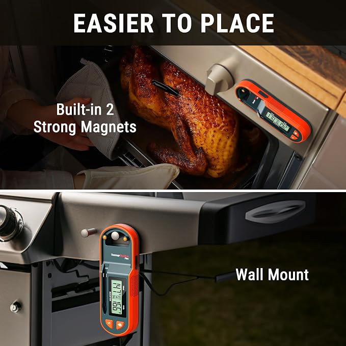 TempPro TempSpike 600ft Wireless Meat Thermometer with Ultra-Thinner Probe | Longer Range Bluetooth Meat Thermometer Wireless with LCD-Enhanced Booster for BBQ Grill Smoker Rotisserie Sous Vide