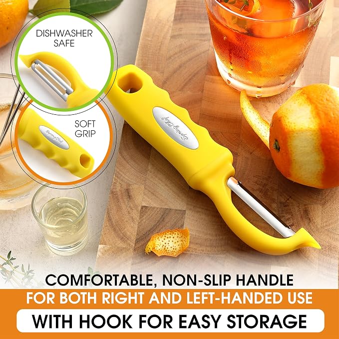 Spring Chef Swivel Potato Peeler with Soft Grip Handle, Set of 2, Yellow | Premium Vegetable Peeler w/ Sharp Stainless Steel Blades, Multifunctional Food Peeler for Apple, Carrot, Cucumber, Fruit