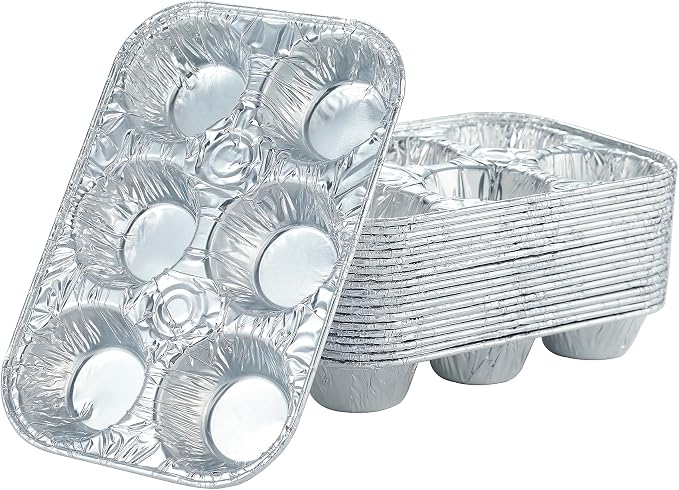 Waytiffer (10pack Muffin Pan 6-Cup Cupcake Aluminum Pans Favorite Muffin Tin Size for Baking Cupcakes Muffins and Mini Pies - Standard Size | Muffin Pan 6-Cup Cupcake Disposable Aluminum Pans Favorite Muffin Tin Size for Baking Cupcakes - Standard Size...