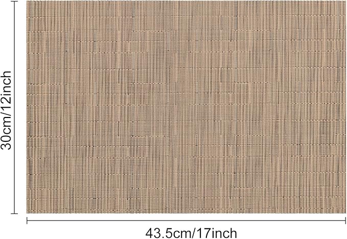 Myir JUN Placemats Set of 4 Kitchen and Dining Table Placemats | Vinyl Placemats Place Mats Indoor/Outdoor Set of 4 Washable Table Mats Non-Slip Place mats for Dining Table, Light Brown