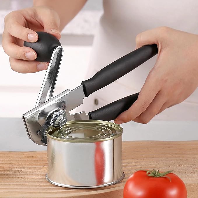Manual Can Opener Heavy Duty Smooth Edge for Seniors Arthritis, Long Handle | stainless steel,magnetic lids lifting,built-in beer opener,comfortable grip,smoothly cutting,kitchen & picnic tool,all cans